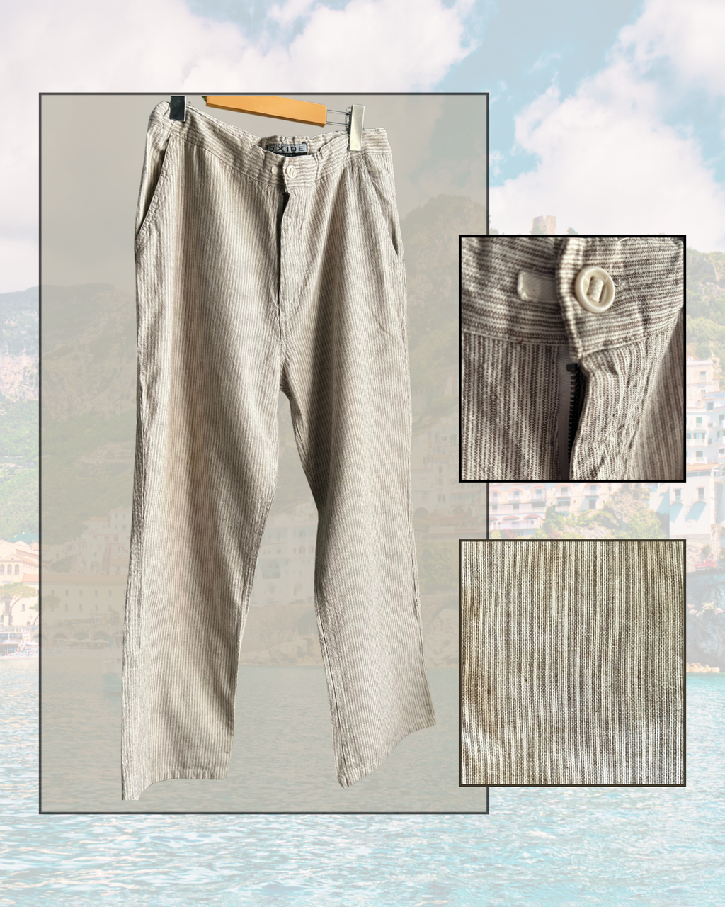 Amalfi Striped Linen Pants - W 34 - Size L