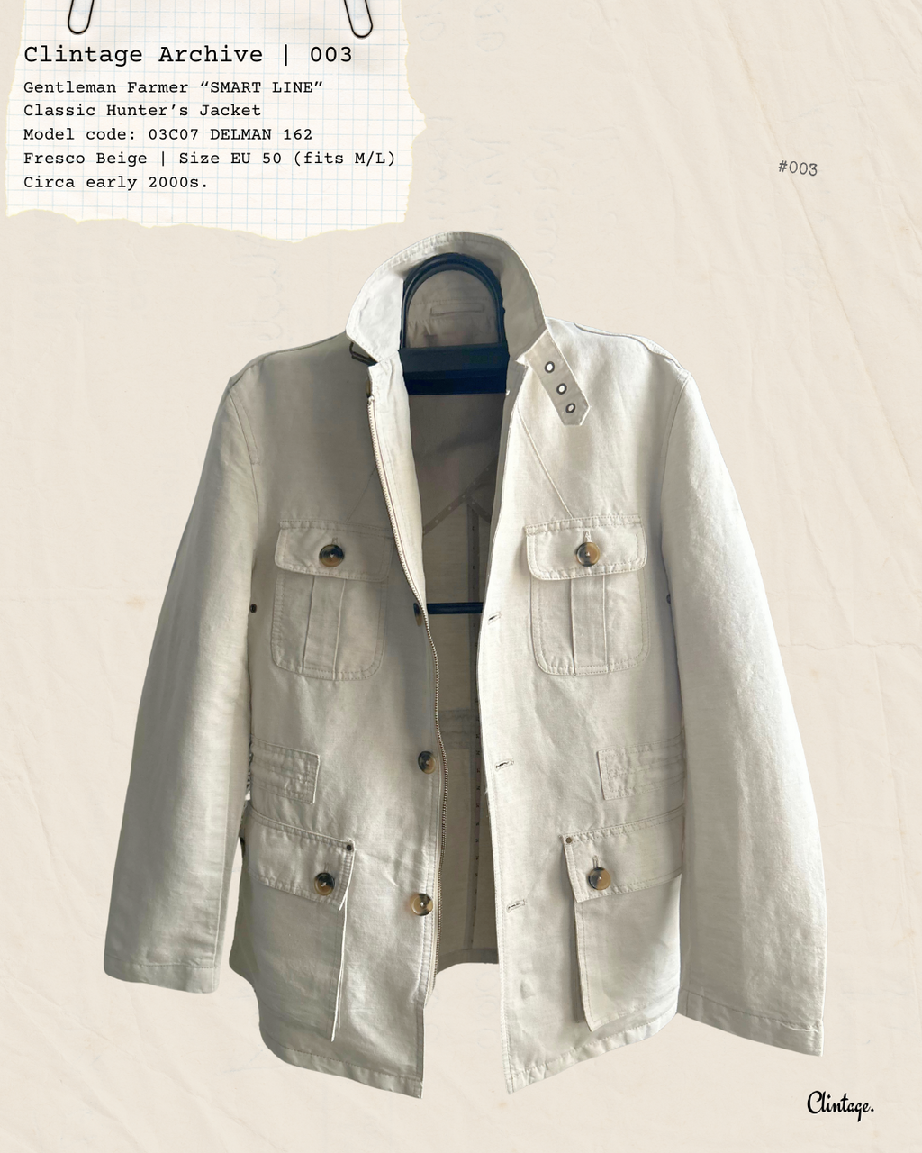 Gentleman Farmer “Smart Line” Hunting Jacket – Archive 003