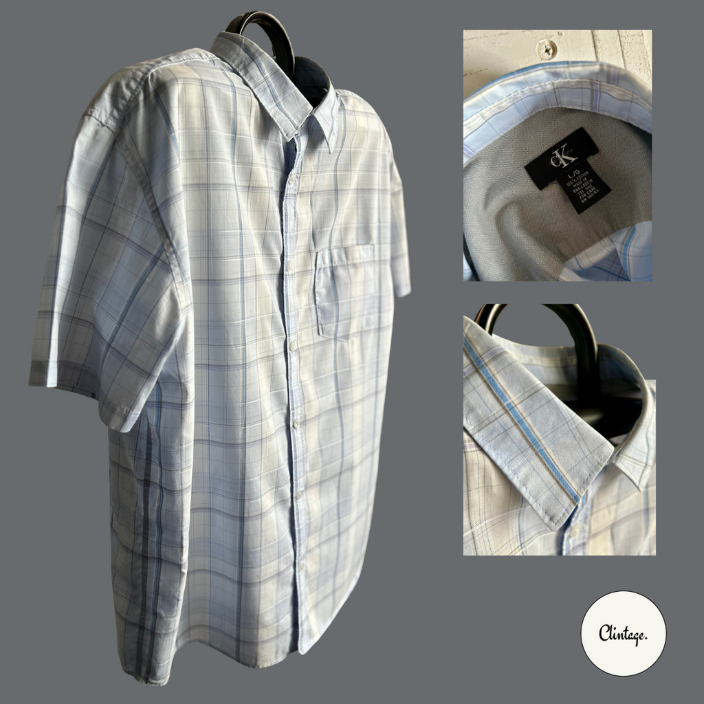 CK mid-2000s - Icy Blues - 100% Cotton Men's Shirt - Size L