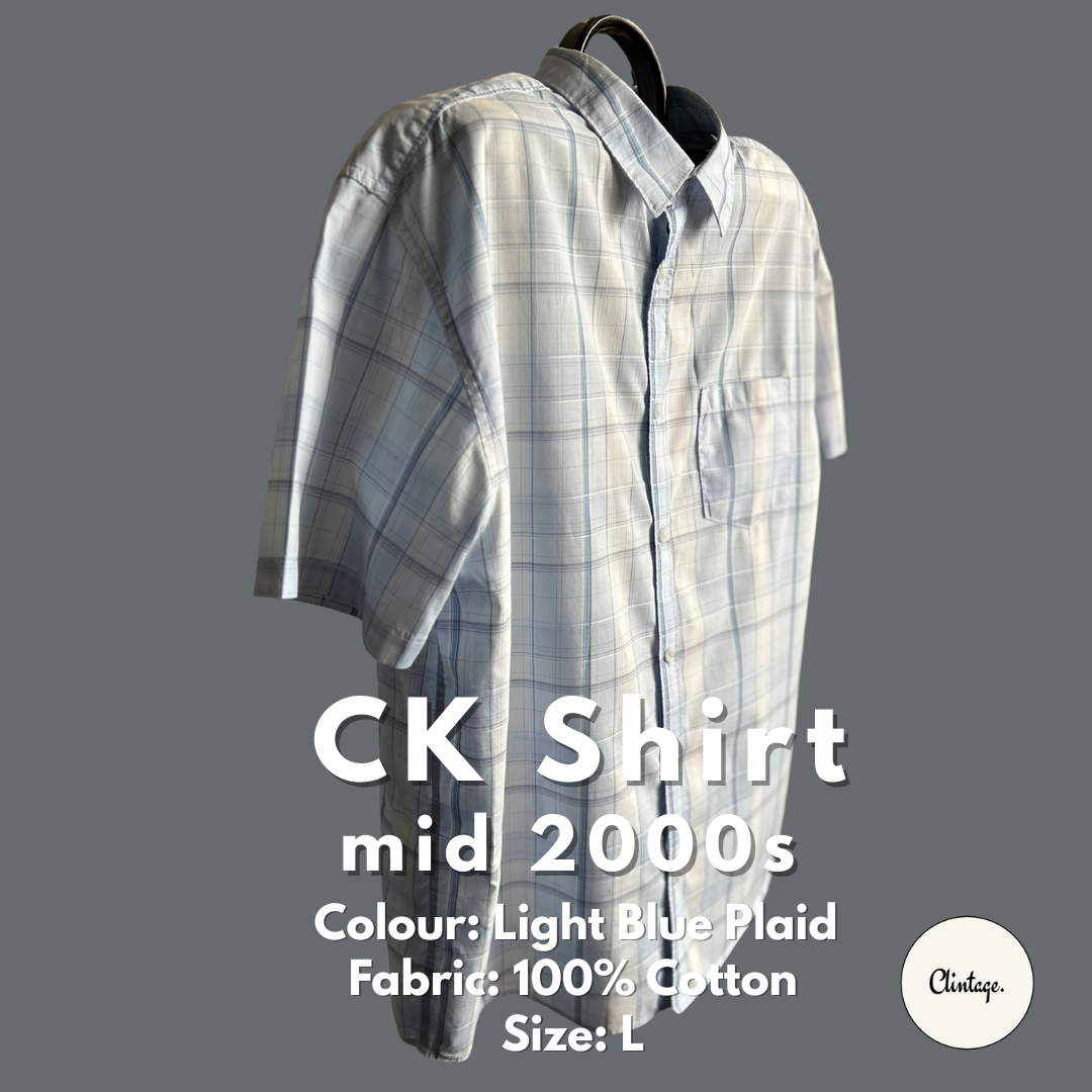 CK mid-2000s - Icy Blues - 100% Cotton Men's Shirt - Size L