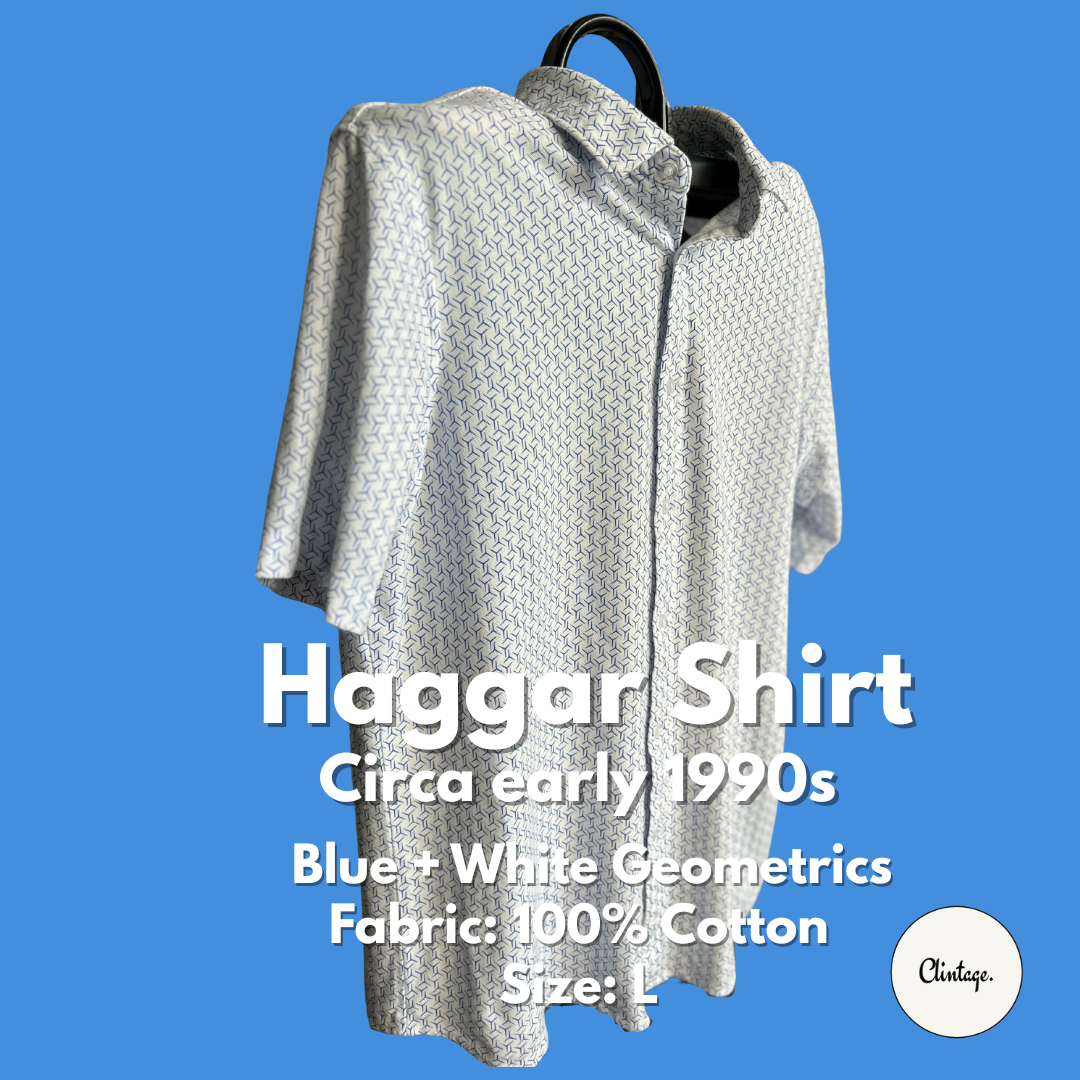 Haggar Shirt – Modern Tile Print – Size L