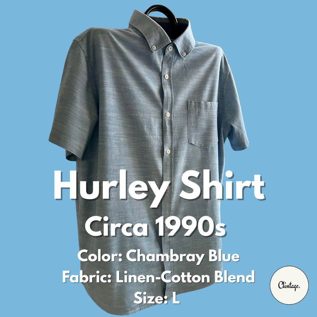 Hurley - Chambray - Short-Sleeve Shirt - Circa Late ’90s - Size L