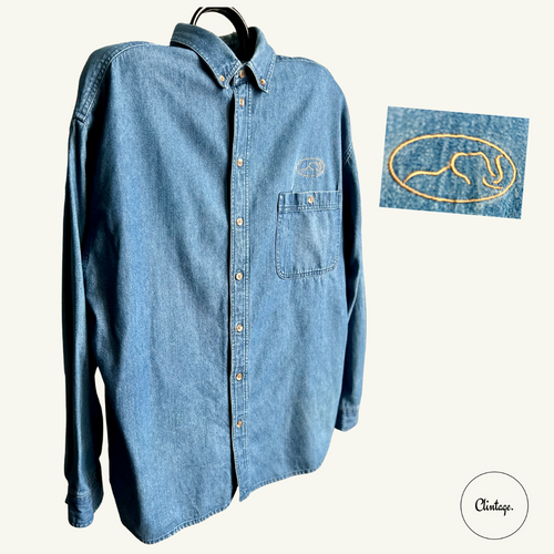 "Elephant in the Room" Denim Shirt - Mid 90s - Size L