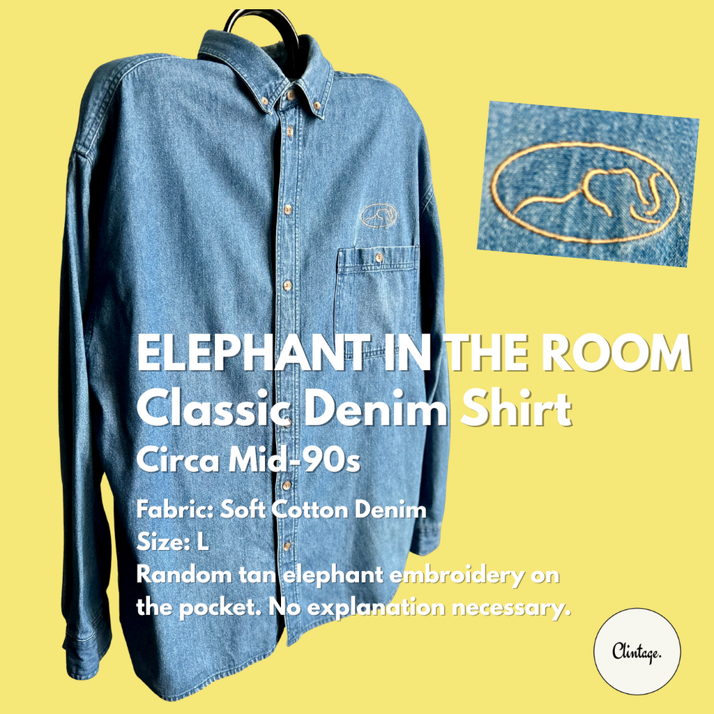 "Elephant in the Room" Denim Shirt - Mid 90s - Size L