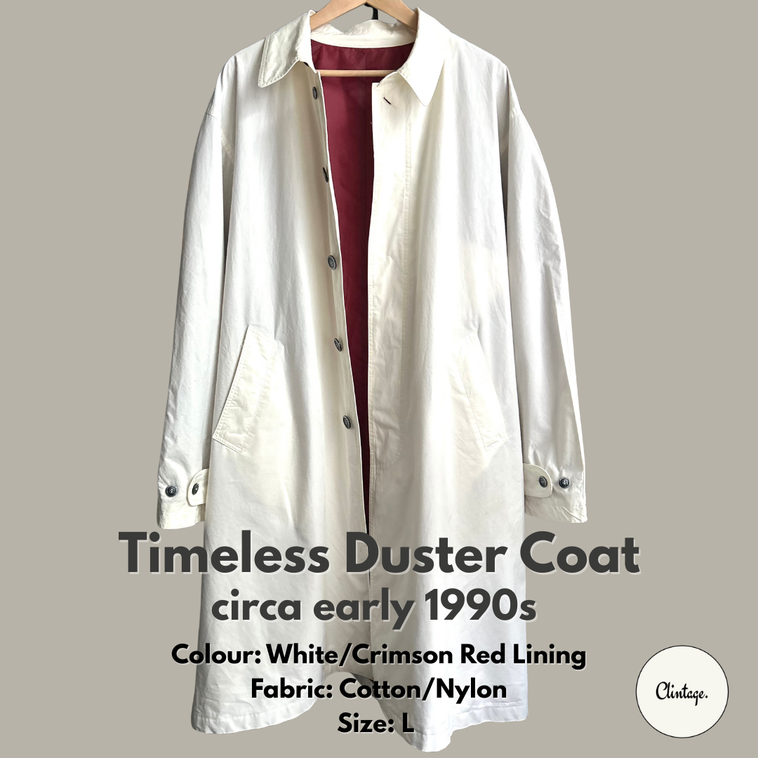 Totally Timeless Duster Coat - Circa early 1990s - Size L